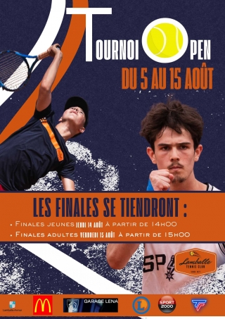 TOURNOI OPEN DU 5 AU 15 AOÛT 2025 